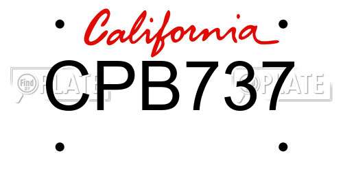 CPB737 California License Plate