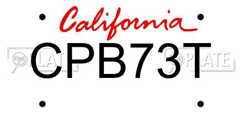 CPB73T California License Plate