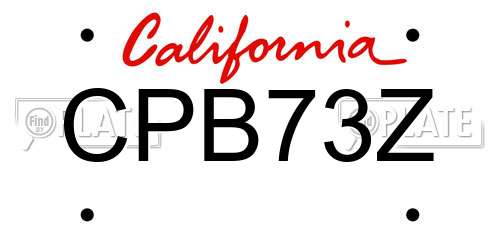 CPB73Z California License Plate