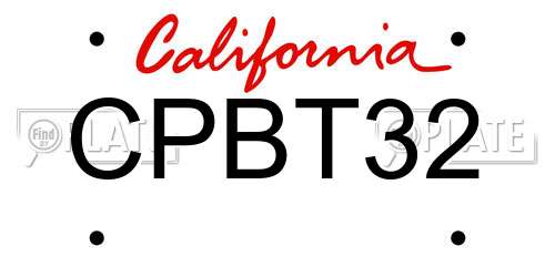 CPBT32 California License Plate