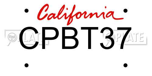 CPBT37 California License Plate