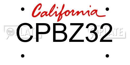 CPBZ32 California License Plate