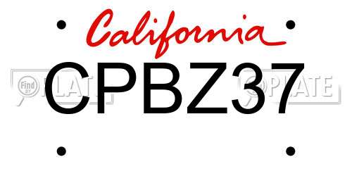 CPBZ37 California License Plate