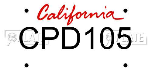 CPD105 California License Plate