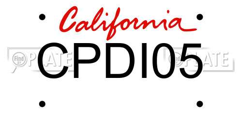CPDI05 California License Plate