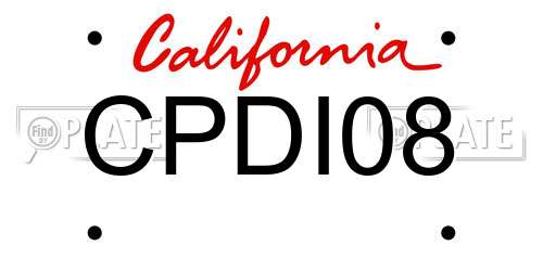 CPDI08 California License Plate