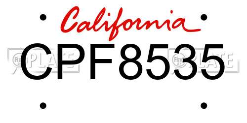 CPF8535 California License Plate