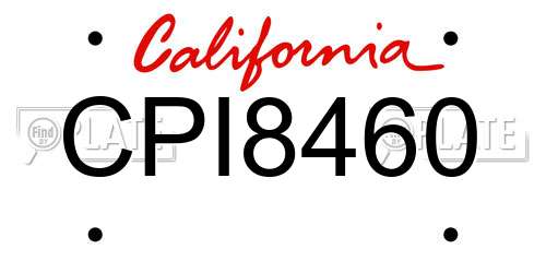 CPI8460 California License Plate