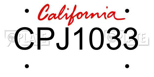 CPJ1033 California License Plate