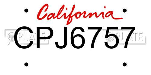 CPJ6757 California License Plate