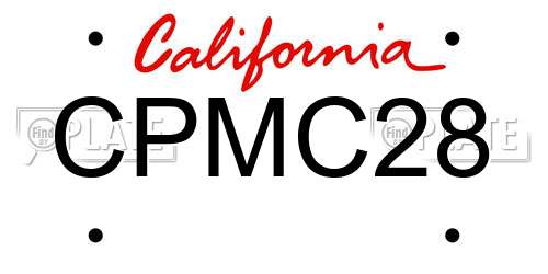 CPMC28 California License Plate