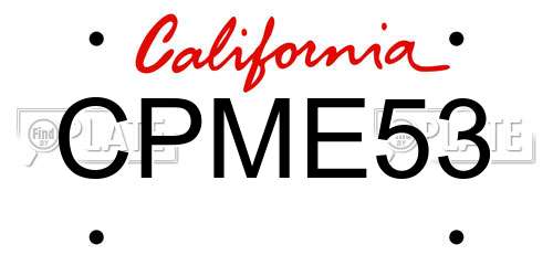 CPME53 California License Plate