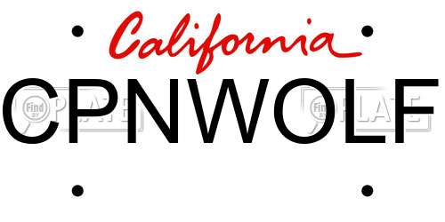 CPNWOLF California License Plate