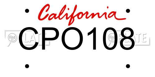 CPO108 California License Plate