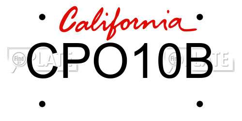 CPO10B California License Plate