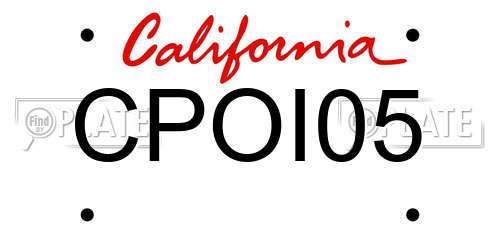 CPOI05 California License Plate