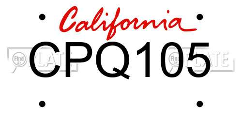 CPQ105 California License Plate