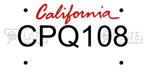 CPQ108 California License Plate