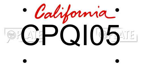CPQI05 California License Plate