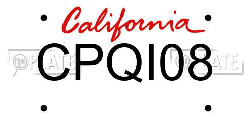 CPQI08 California License Plate