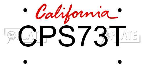 CPS73T California License Plate