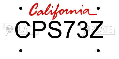 CPS73Z California License Plate