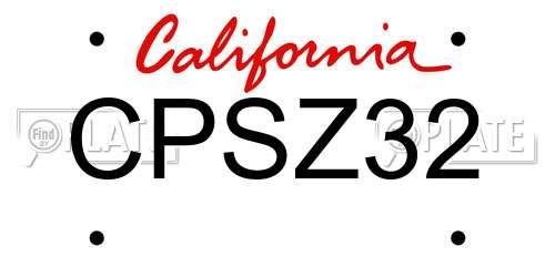CPSZ32 California License Plate