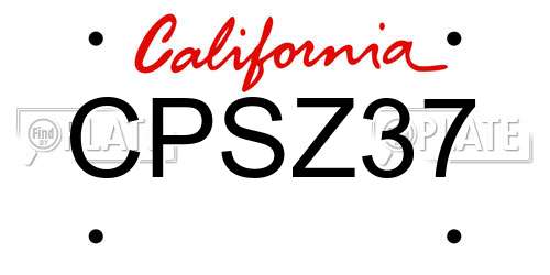 CPSZ37 California License Plate