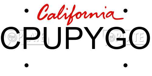 CPUPYGO California License Plate