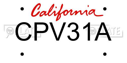 CPV31A California License Plate