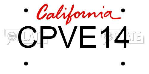 CPVE14 California License Plate