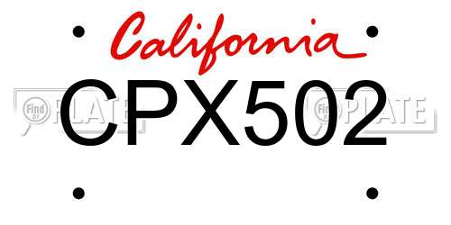 CPX502 California License Plate