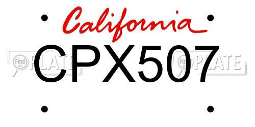 CPX507 California License Plate