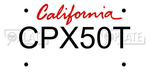 CPX50T California License Plate