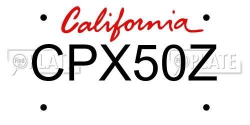 CPX50Z California License Plate