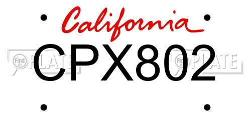 CPX802 California License Plate