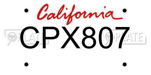 CPX807 California License Plate