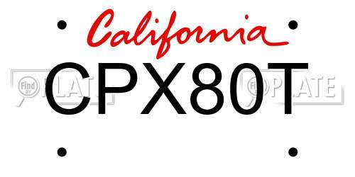 CPX80T California License Plate