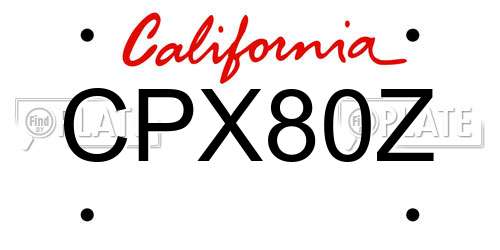 CPX80Z California License Plate