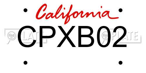 CPXB02 California License Plate