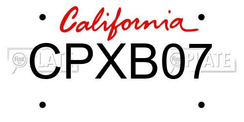 CPXB07 California License Plate
