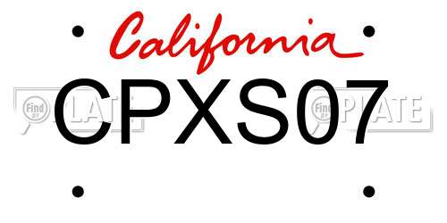 CPXS07 California License Plate
