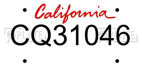 CQ31046 California License Plate