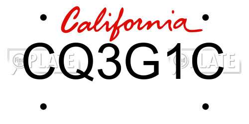 CQ3G1C California License Plate