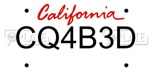 CQ4B3D California License Plate