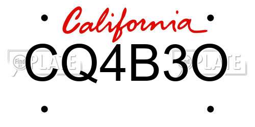 CQ4B3O California License Plate