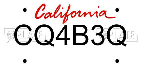 CQ4B3Q California License Plate