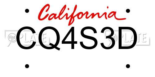 CQ4S3D California License Plate