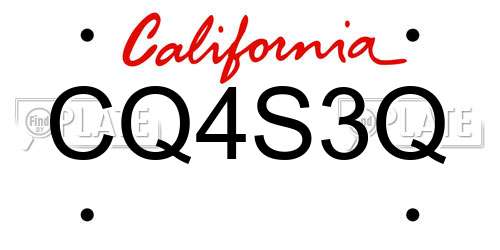 CQ4S3Q California License Plate