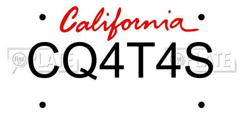 CQ4T4S California License Plate